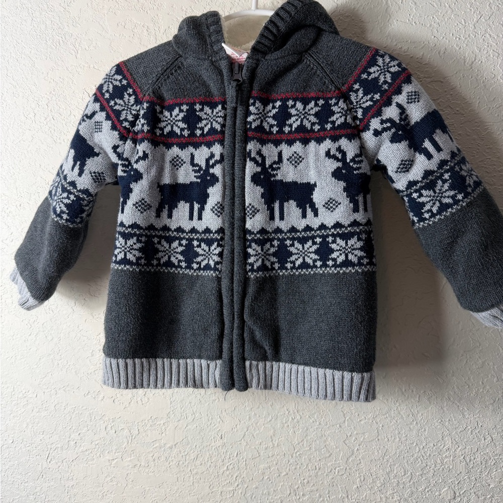 Sam & Jo Faux Sherpa Lined Full Zip Sweater Jacket Size 3T